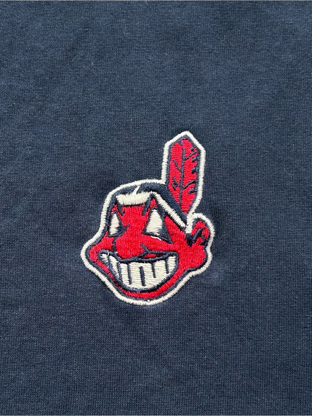 Vintage Cleveland Indians Russell Athletic Henley Shirt Navy Blue Chief Wahoo M - Picture 4 of 8